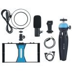 4 In 1 Vlogging Live Broadcast Smartphone Video Rig + 4.6 Inch Ring LED Selfie Light Tripod Mount - Image 3