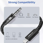 Black 1.8M Lightning To 3.5mm Headphone AUX Cable For IPhone - Image 2