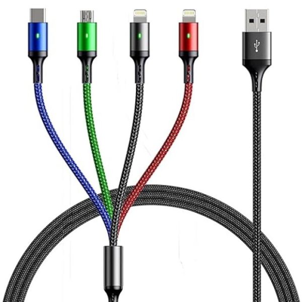 Universal Charging Cable: 4-In-1 For IP, Type C, Micro