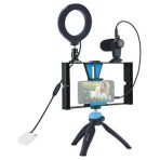 4 In 1 Vlogging Live Broadcast Smartphone Video Rig + 4.6 Inch Ring LED Selfie Light Kits - Image 4