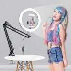 8 Inch LED Selfie Ring Light With Long Arm Clip Phone Holder 3 Color Dimmable Ring Light Multi-Function - Image 2