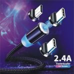 Round Shape Magnetic USB 3 In 1 Charging Cable Magnet Charger USB-C Cable With Type-C Micro USB - A - Image 2