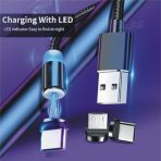 Round Shape Magnetic USB 3 In 1 Charging Cable Magnet Charger USB-C Cable With Type-C Micro USB - A - Image 3