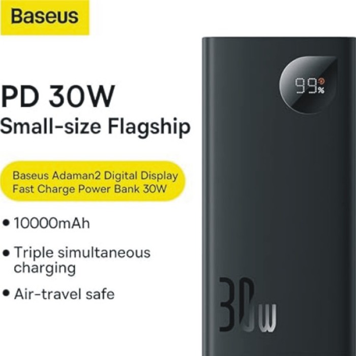 x1 Baseus Adaman2 Digital Display Fast Charge Power Bank 10000mAh 30W Black - Image 1